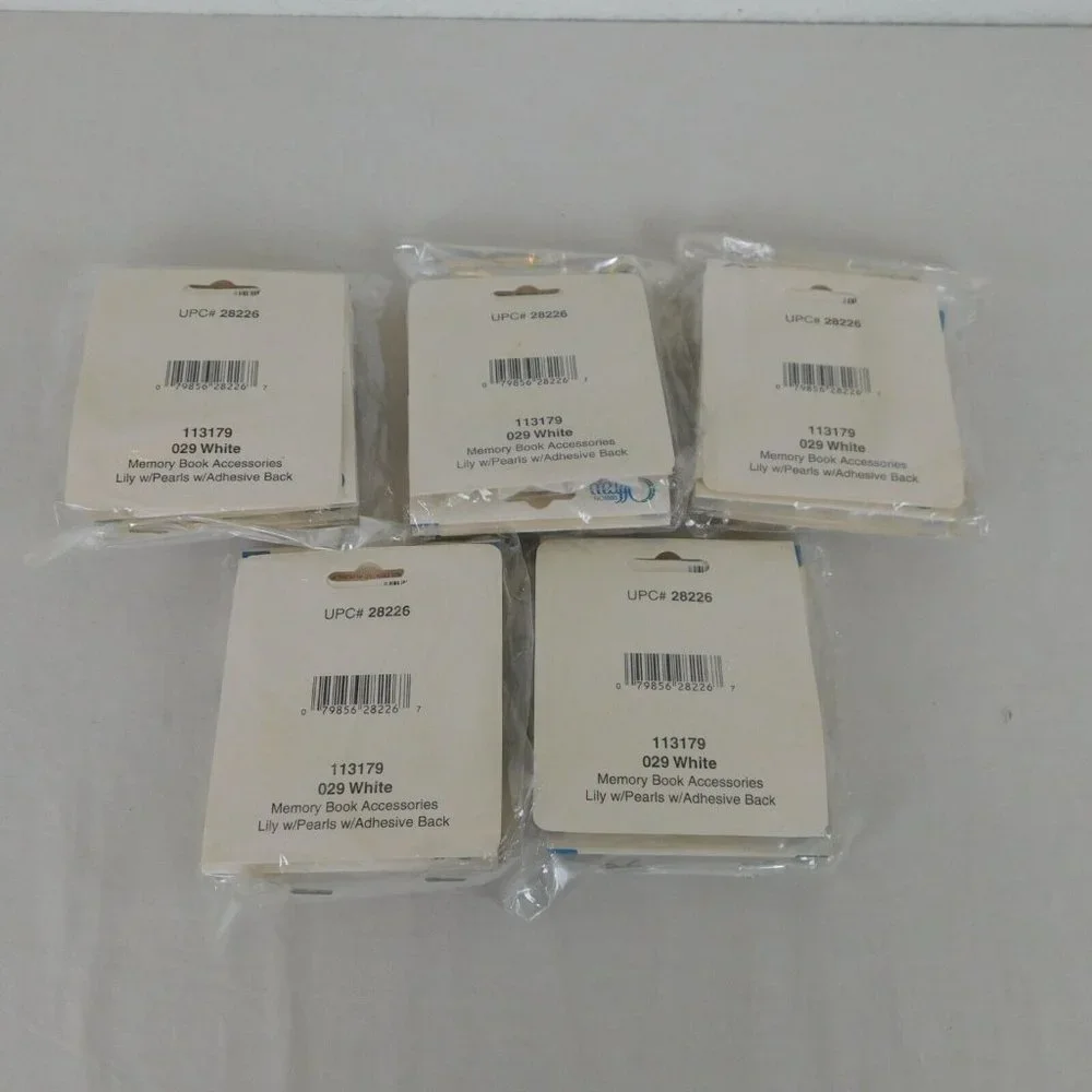 Lot of 5 Memory Book Ribbon Accessories Offray Peel Stick Acid-Free White Lily - Picture 3 of 5